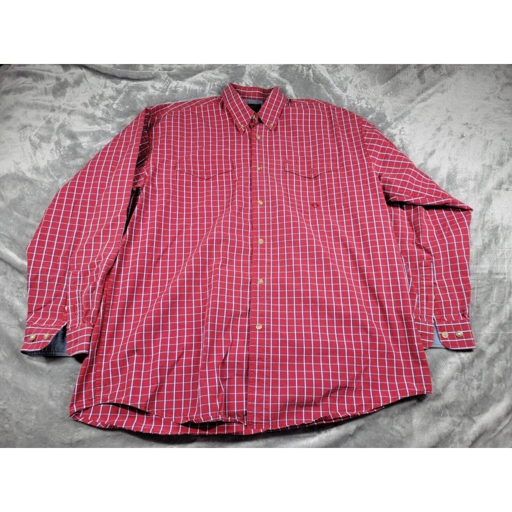 Roper Red check plaid western cowboy Button Down Shirt, long sleeve size‎ XL
